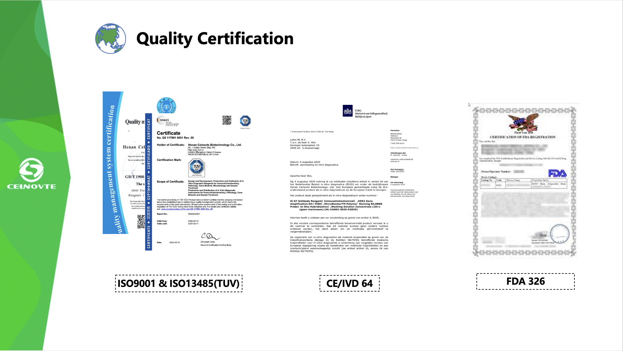 Celnovte quality control certifications and awards